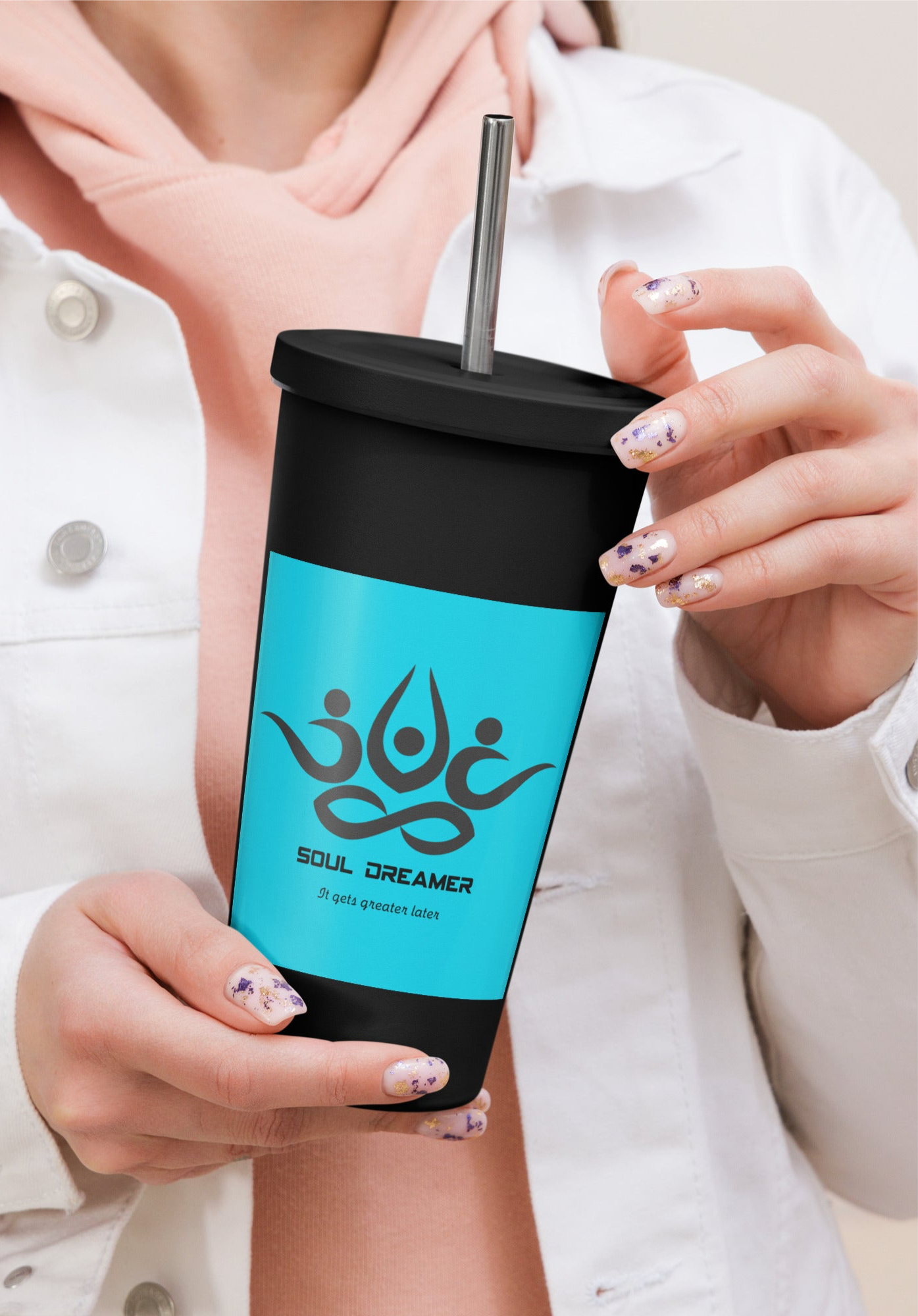 Insulated tumbler with a straw