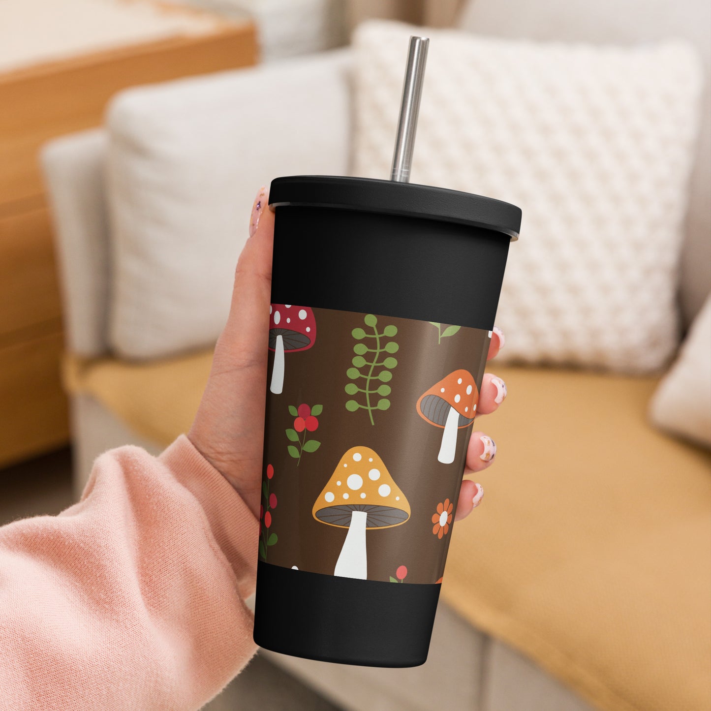 Insulated tumbler with a straw