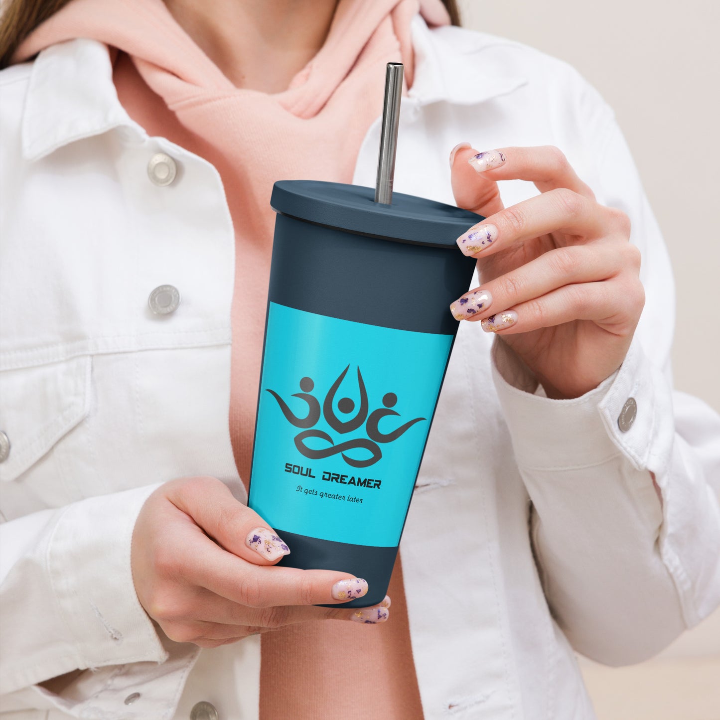 Insulated tumbler with a straw