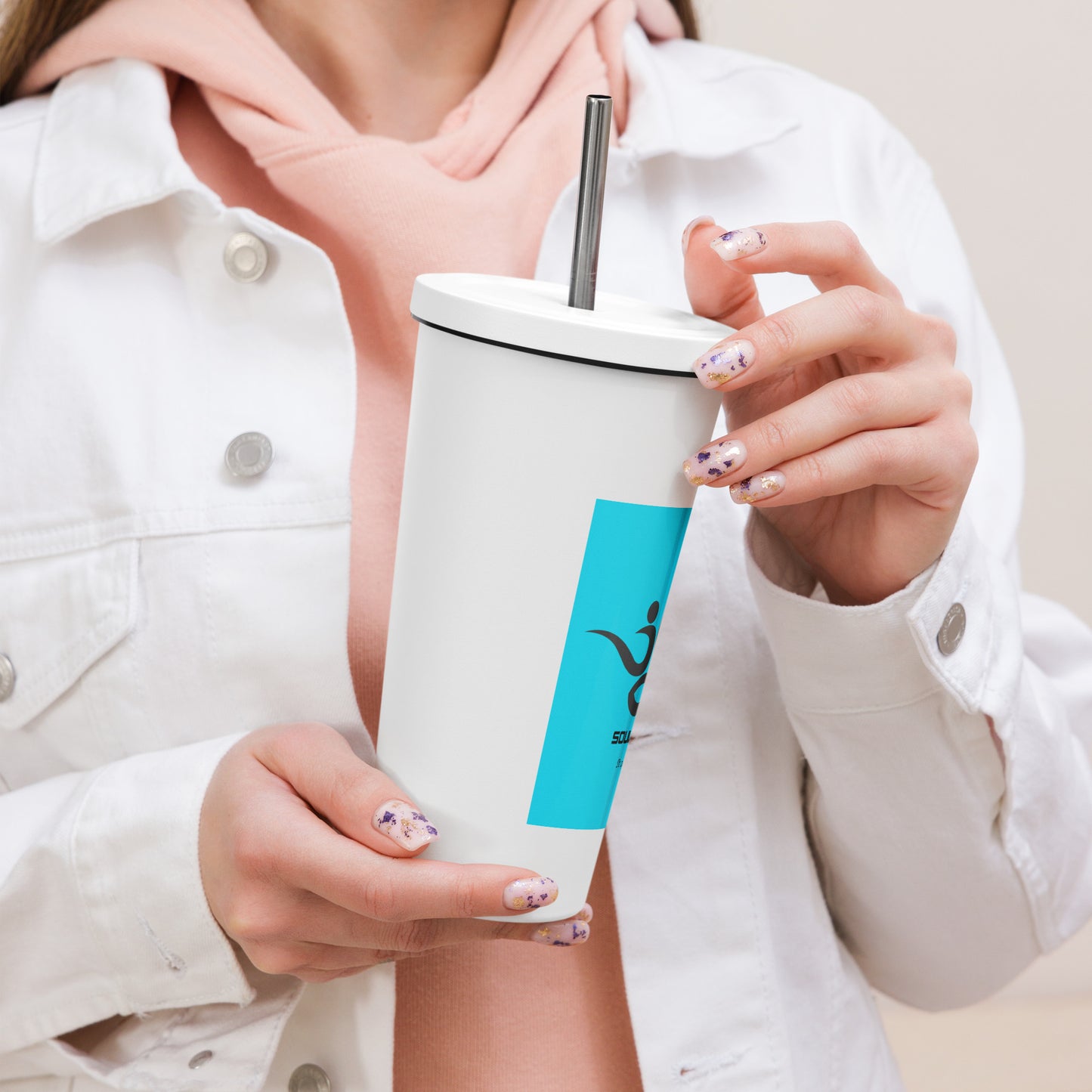 Insulated tumbler with a straw